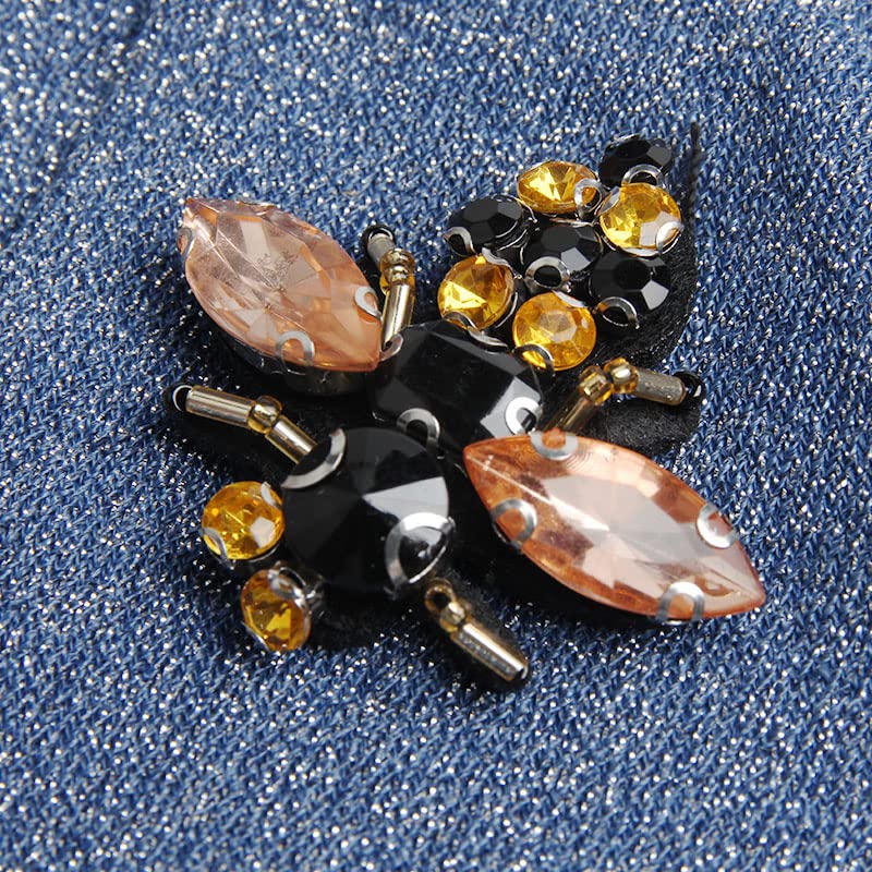 Wixine 4Pcs Bees Sequins Rhinestones Bead Brooch Patches Applique Vintage Embroidered Fabric Sew on Patch Clothing Decoration - Image 3